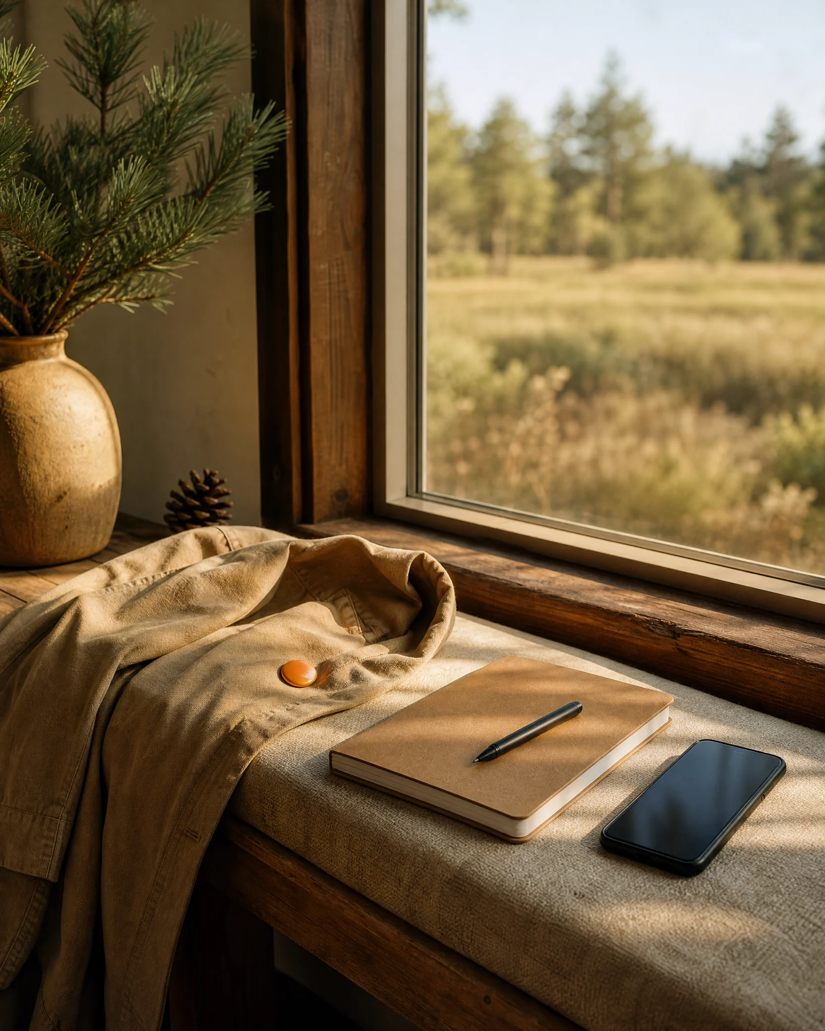 Quiet listening bench with notebook